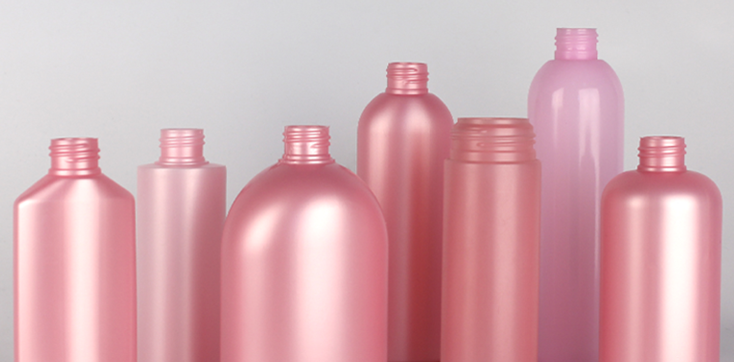 Разные варианты розового перламутра. Полиэтилен и полипропилен. Флаконы МЗПУ. 