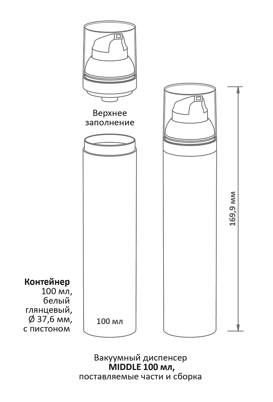 Вакуумные диспенсеры серии MIDDLE с ГЛЯНЦЕВОЙ крышкой, схема 2
